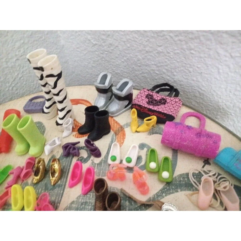 Large Lot of Miscellaneous Barbie Doll Accessories Shoes Purses, Lots More Vtg
